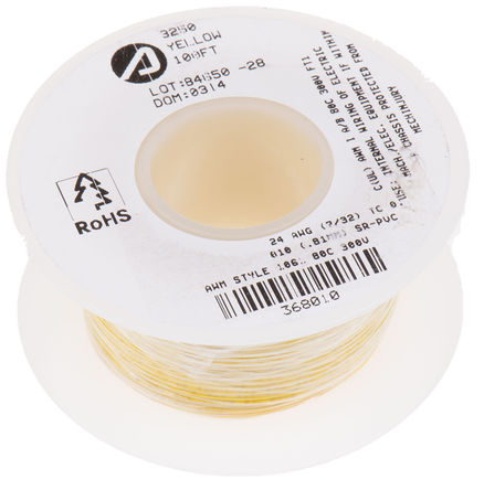Alpha Wire Yellow, 30m PVC Hook Up Wire, 0.23 mm&#178; CSA , 300 V 24 AWG