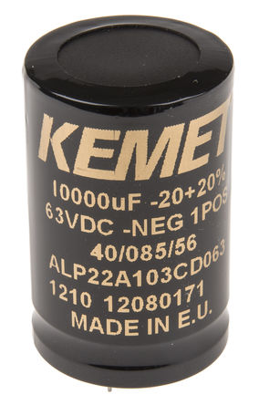 KEMET Aluminium Electrolytic Capacitor 10000&#956;F 63 V dc 35mm Solder Pin Can - Solder Pin, Radial series ALP22