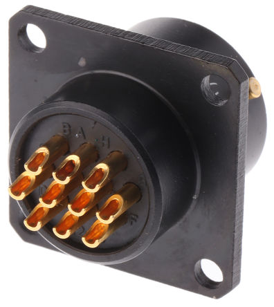 Amphenol 62LC Series, 10 Pole Panel Mount Connector Socket, 12 Shell Size, Male Contacts, Bayonet Mating