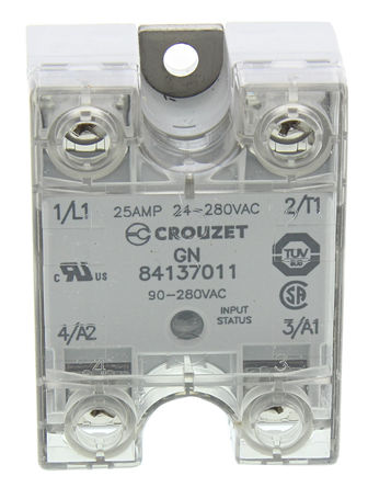 Crouzet 25 A Solid State Relay, Zero Crossing, Chassis Mount SCR, 280 V Maximum Load