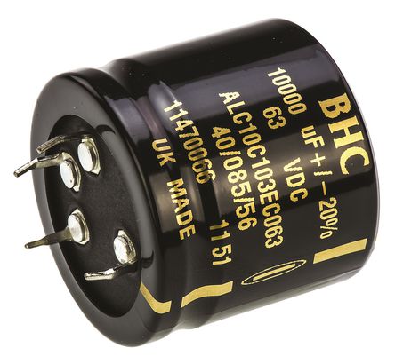 KEMET Aluminium Electrolytic Capacitor 10000&#956;F 63 V dc 40mm Snap-In Can - Snap-In, Radial series ALC10