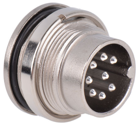 Amphenol C 091 D Series, 8 Pole Panel Mount Connector Plug, 20mm Shell Size, Male Contacts, Screw On Mating, IP67