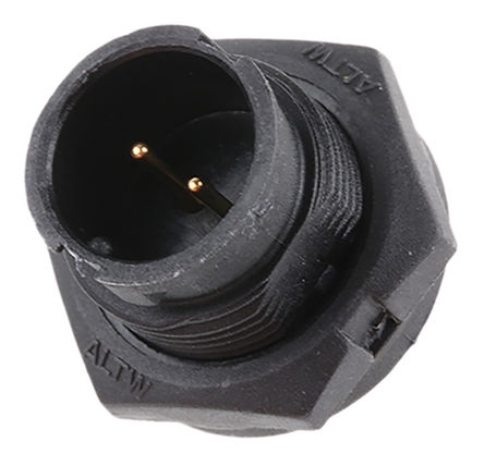 Amphenol BD Series, 2 Pole Panel Mount Connector Plug, Male Contacts, Bayonet Mating, IP67