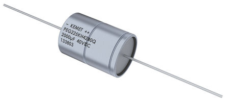 KEMET Aluminium Electrolytic Capacitor 1200&#956;F 40 V dc 16mm Axial Leads Axial, Can series PEG225