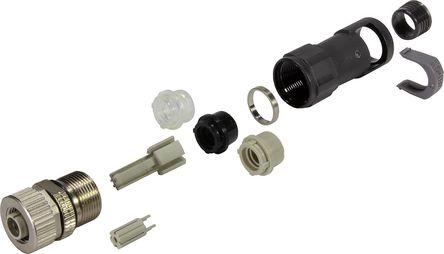 Harting M12 Series, 4 Pole Cable Mount Connector Plug, M12 Shell Size, Female Contacts, D Coded Mating, IP65, IP67