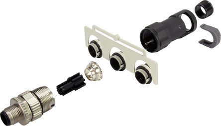 Harting M12 Series, 5 Pole Cable Mount Connector Socket, M12 Shell Size, Male Contacts, A Coded Mating, IP65, IP67