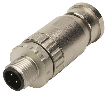 Harting M12 Series, 4 Pole Cable Mount M12 Connector Plug, Female Contacts, Screw On Mating, IP67