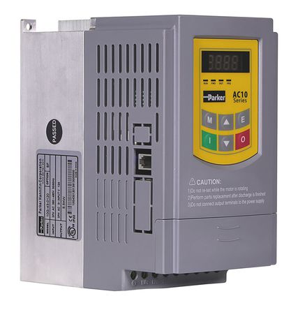 Parker AC10 Inverter Drive 1.5 kW with EMC Filter, 1-Phase In, 220 V, 16.8 A, 0.5 &#8594; 650Hz Out, RS485 ModBus