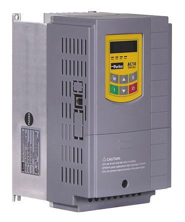 Parker AC10 Inverter Drive 3 kW with EMC Filter, 3-Phase In, 400 V, 11.6 A, 0.5 &#8594; 650Hz Out, RS485 ModBus, IP20