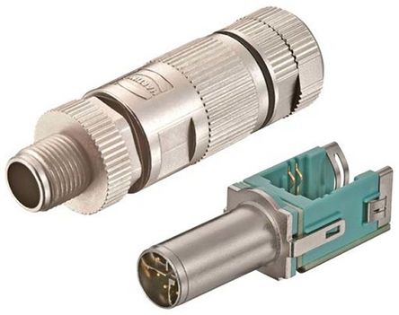 Harting 2082005, 8 Pole Cable Mount M12 Connector Plug, Female Contacts, Quick Connect Mating, IP65, IP67