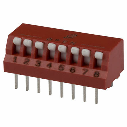 8 Way Through Hole DIP Switch SPST, Piano Actuator