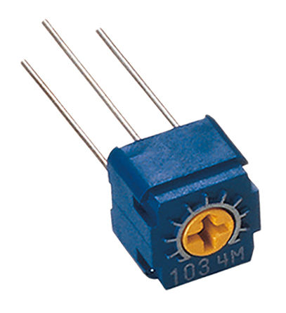 Copal Electronics CT6 Series Through Hole Cermet Trimmer Resistor with Solder Pin Terminations, 10k&#937; &#177;10% 0.5 W@ 70&#176;C