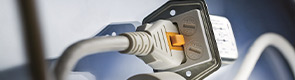 Cord-retention safeguard for IEC appliance couplers with the V-Lock from Schurter
